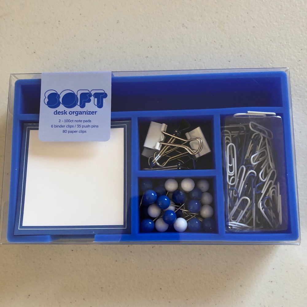 🌵 3/$15 Blue Soft office desk junk drawer organizer (see description)